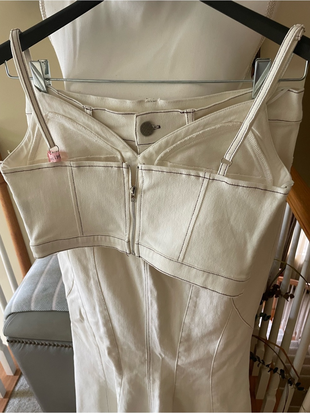 EUC-Canvas Cream Flared Maxi Skirt Set with Contrast Topstitching - Picture 6 of 12